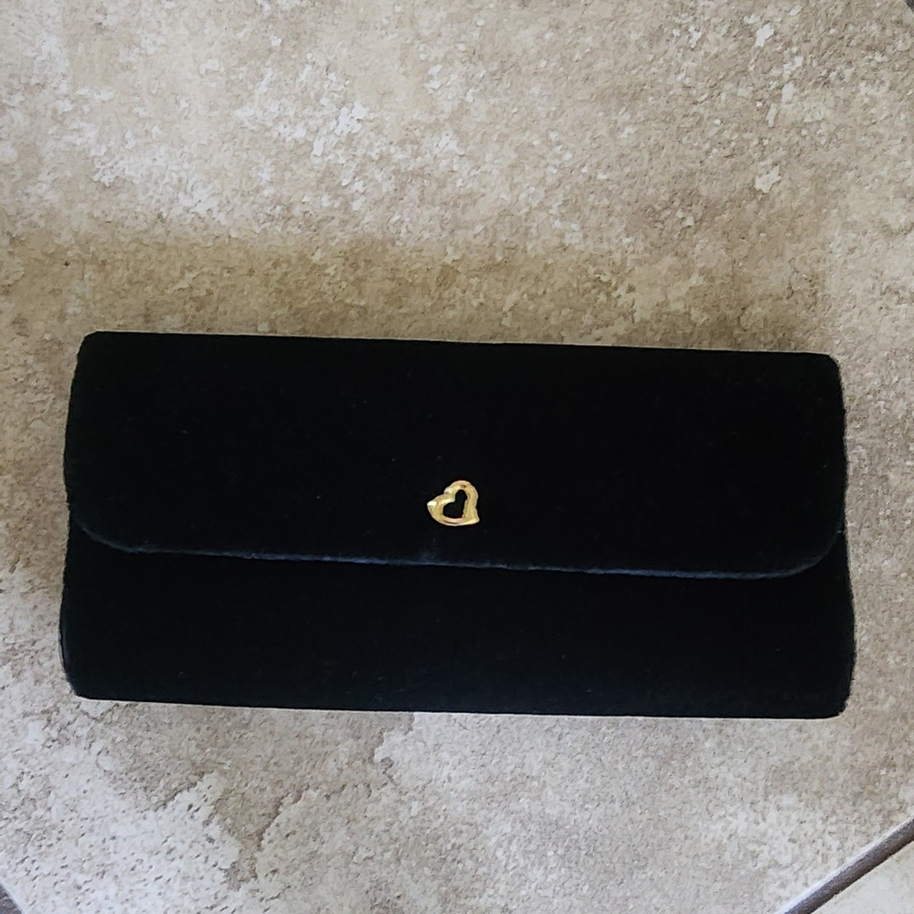Victoria's Secret Black and Gold Clutch with Heart Accent